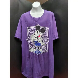 Mickey Mouse Ladies T-Shirt Purple & White Disney 100 years of Wonder New